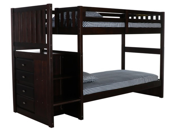 Espresso Mission Stair Stepper Bunk Bed