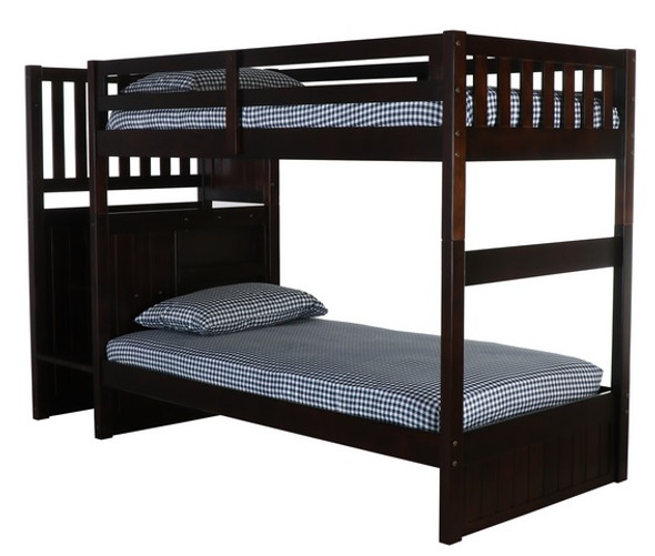 Espresso Mission Stair Stepper Bunk Bed