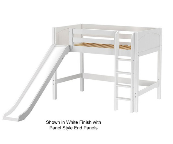 Maxtrix AWESOME Mid Loft Bed with Slide Twin Size White | Maxtrix Furniture | MX-AWESOME-WX