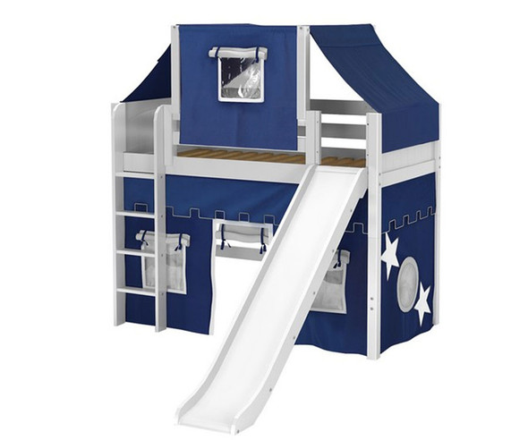 Maxtrix AWESOME Mid Loft Bed with Tent & Slide Twin Size Natural 1 | Maxtrix Furniture | MX-AWESOME22-NX