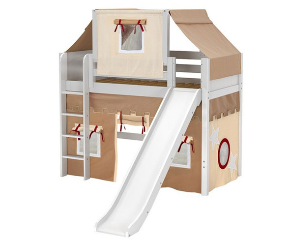 Maxtrix AWESOME Mid Loft Bed with Tent & Slide Twin Size White 6 | Maxtrix Furniture | MX-AWESOME30-WX