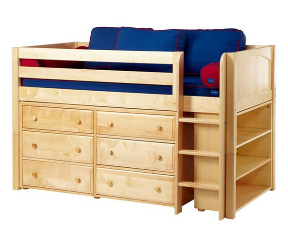 Maxtrix BOX Low Loft Bed w/ Dresser & Bookcase Twin Size Natural | Kids Furniture Warehouse Maxtrix BOX Low Loft Bed w/ Dresser & Bookcase Twin Size Natural | Kids Furniture Warehouse