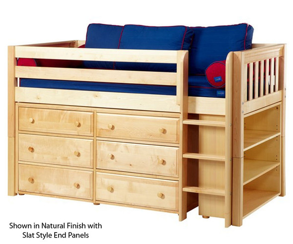 Maxtrix BOX Low Loft Bed w/ Dresser & Bookcase Twin Size Natural | Maxtrix Furniture | MX-BOX2-NX