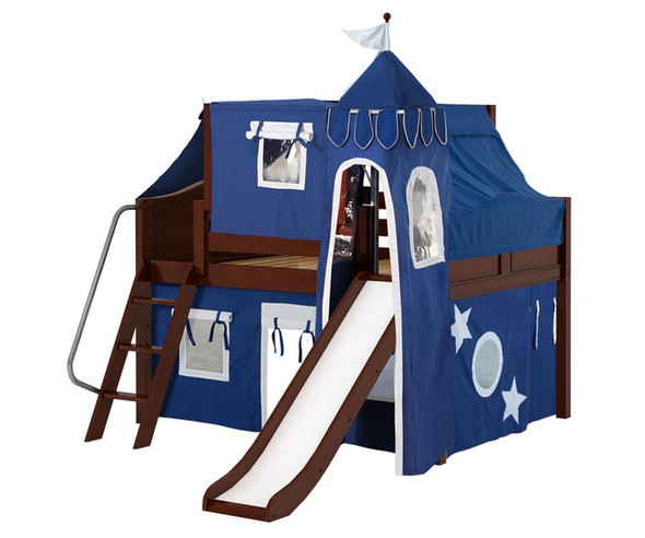 Maxtrix FANTASTIC Castle Low Loft Bed with Slide Full Size Chestnut 1 | Maxtrix Furniture | MX-FANTASTIC22-CX