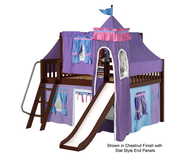 Maxtrix FANTASTIC Castle Low Loft Bed with Slide Full Size Natural 4 | Maxtrix Furniture | MX-FANTASTIC27-NX