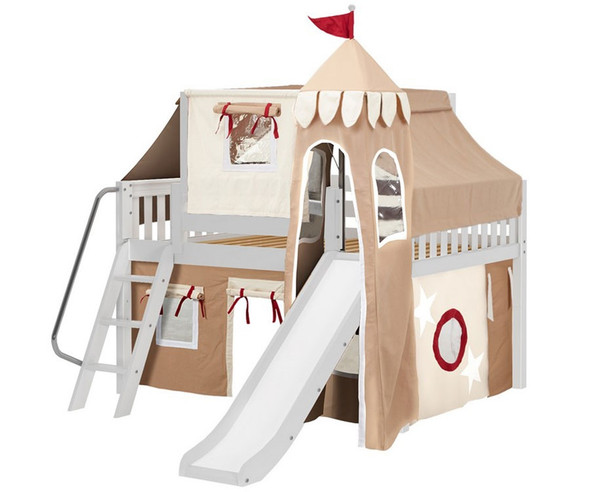 Maxtrix FANTASTIC Castle Low Loft Bed with Slide Full Size White 2 | Maxtrix Furniture | MX-FANTASTIC30-WX