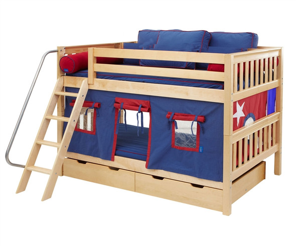 Maxtrix Full over Full Bunk Bed with Angled Ladder and Curtains | Maxtrix Furniture | MX-FATCT2