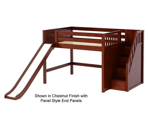 Maxtrix FINE Mid Loft Bed with Stairs and Slide Full Size Chestnut | Maxtrix Furniture | MX-FINE-CX