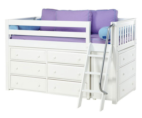 Maxtrix KICKS Low Loft Bed w/ Dressers Twin Size White | Maxtrix Furniture | MX-KICKS-WX