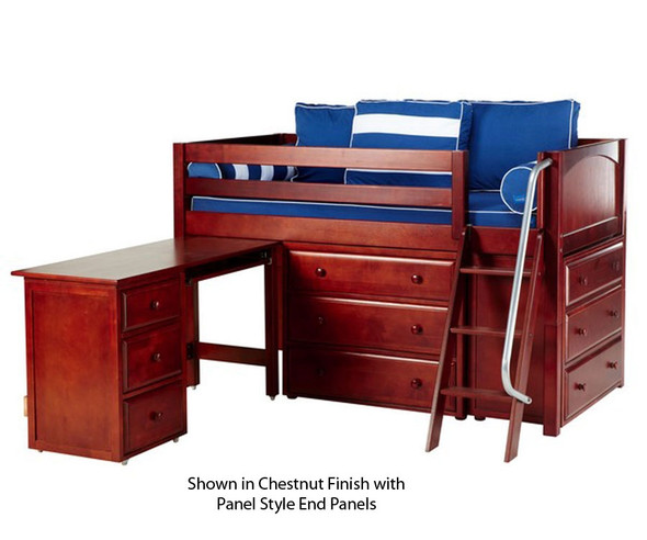 Maxtrix KICKS Low Loft Bed w/ Dressers & Desk Twin Size Chestnut | Maxtrix Furniture | MX-KICKS1L-CX