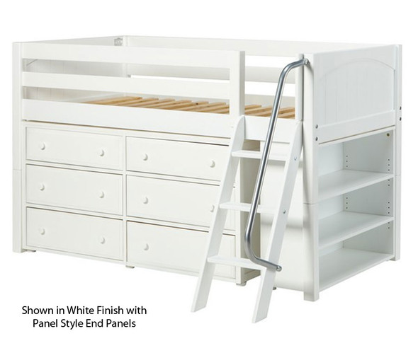 Maxtrix KICKS Low Loft Bed w/ Dresser & Bookcase Twin Size White | Maxtrix Furniture | MX-KICKS2-WX