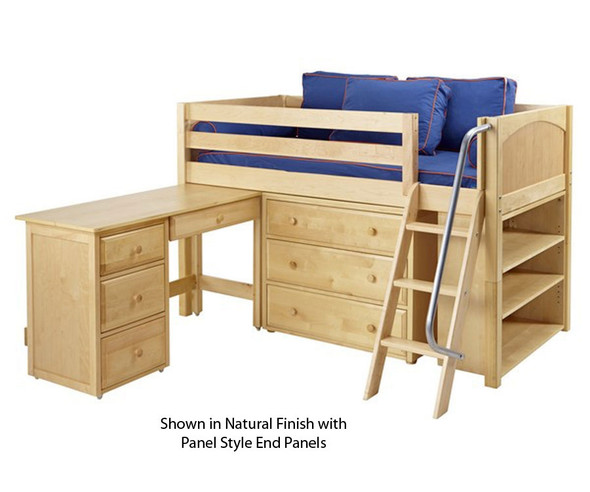 Maxtrix KICKS Low Loft Bed w/ Storage & Desk Twin Size Natural | Maxtrix Furniture | MX-KICKS3L-NX