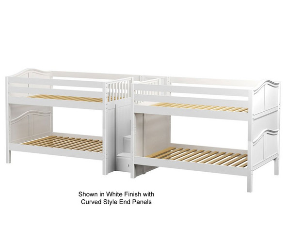 Maxtrix MEGA Quadruple Low Bunk Bed with Stairs Full Size White | Maxtrix Furniture | MX-MEGA-WX