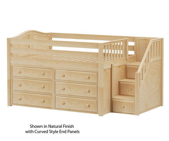 Maxtrix PERFECT Storage Low Loft Bed with Stairs Full Size Natural 1 | Maxtrix Furniture | MX-PERFECT3-NX