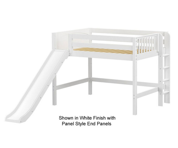 Maxtrix PRETTY Mid Loft Bed with Slide Full Size White | Maxtrix Furniture | MX-PRETTY-WX