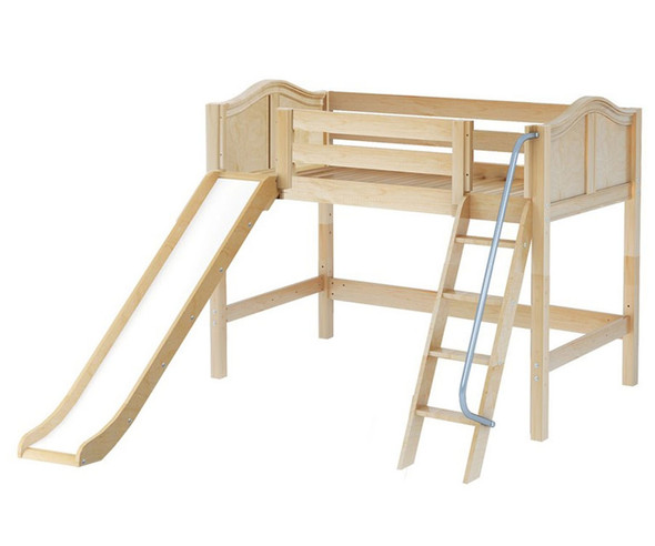 Maxtrix SWEET Mid Loft Bed with Slide Twin Size Natural | Maxtrix Furniture | MX-SWEET-NX