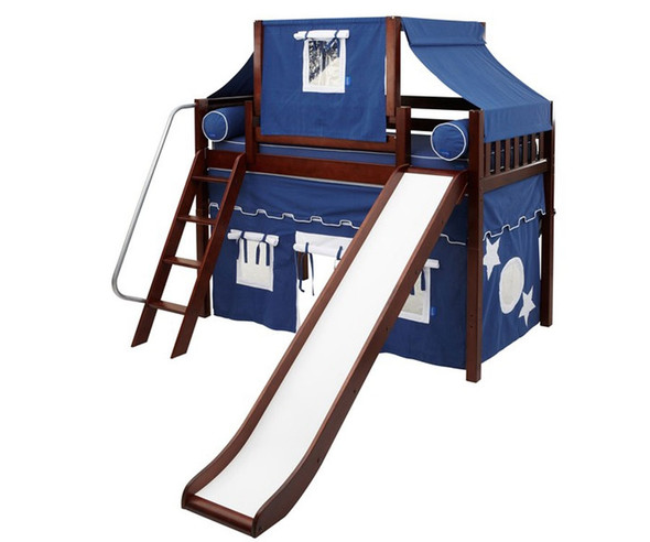 Maxtrix SWEET Mid Loft Bed with Tent & Slide Twin Size White | Maxtrix Furniture | MX-SWEET22-WX