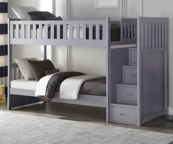 Stanford Stair Bunk Bed Gray | Kids Furniture Warehouse