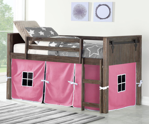 Barnum Low Loft Bed with Pink Tent