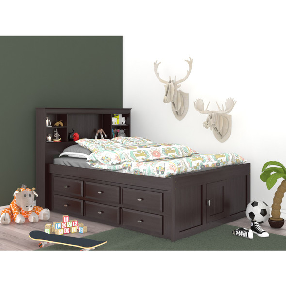 Espresso Full Bookcase Captains Bed | Kids Furniture Warehouse Espresso Full Bookcase Captains Bed | Kids Furniture Warehouse