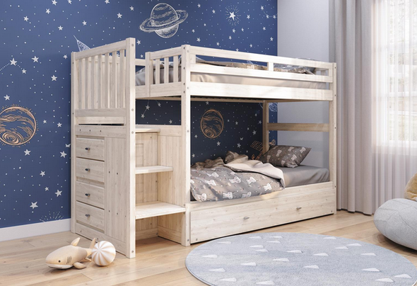 Whitewood Ash Stair Stepper Bunk Bed