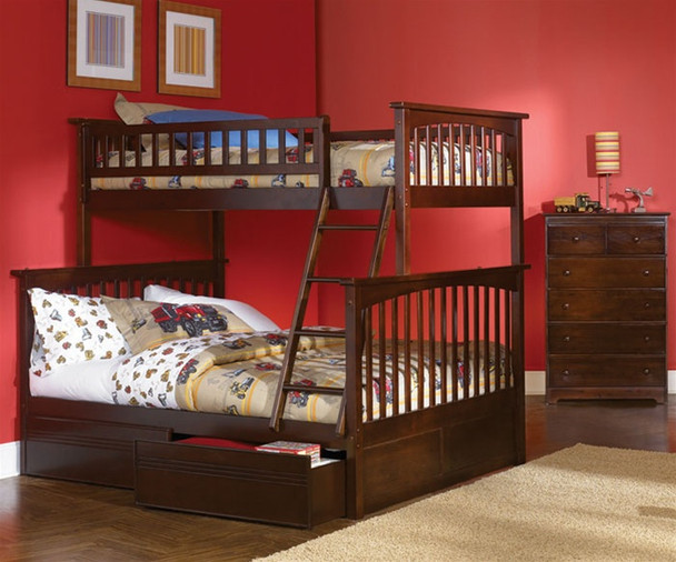 Columbia Twin over Full Bunk Bed Antique Walnut | Atlantic Furniture | ATLCOL-TF-AW