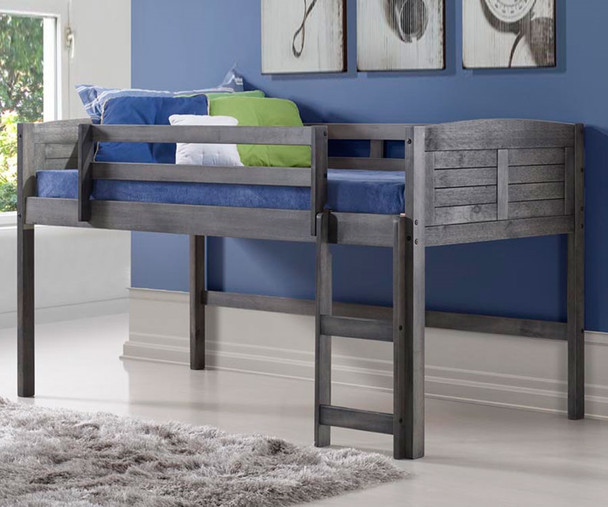 Louver Low Loft Bed Antique Grey | Donco Trading | DT-790AAG