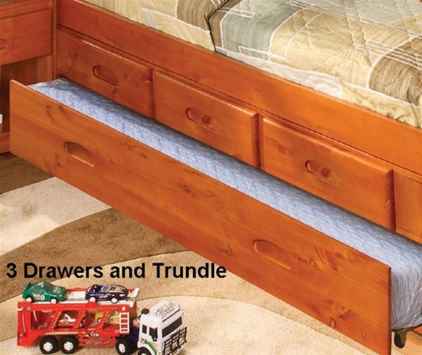 Ridgeline Full Size  Bookcase Trundle Captains Bed | Discovery World Furniture | DWF2121-3DRT