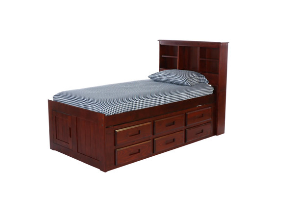 Acadia Twin Size  Bookcase Captains Bed
