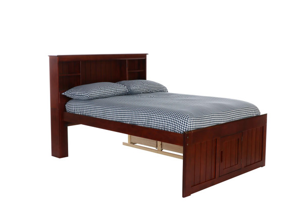 Acadia Merlot Full Size Bookcase Captains Bed