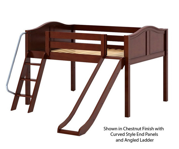 Maxtrix AMAZING Low Loft Bed with Slide Full Size Chestnut | Maxtrix Furniture | MX-AMAZING-CX