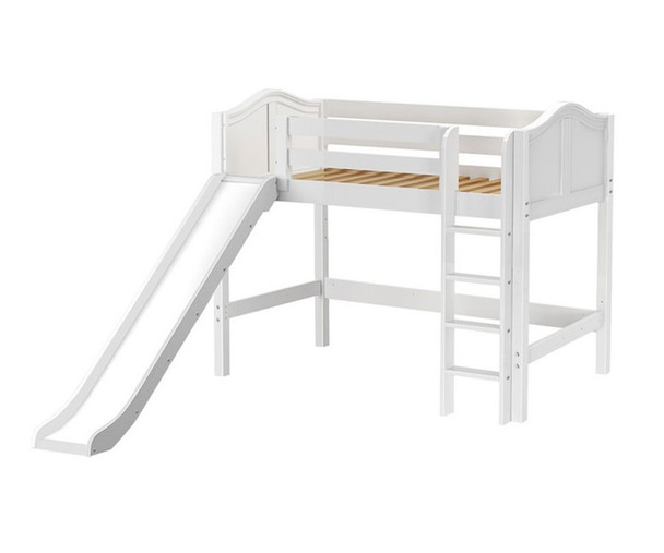 Maxtrix AWESOME Mid Loft Bed with Slide Twin Size White | Maxtrix Furniture | MX-AWESOME-WX