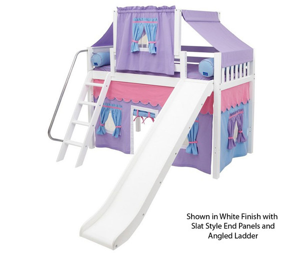 Maxtrix AWESOME Mid Loft Bed with Tent & Slide Twin Size White 3 | 26141 | MX-AWESOME27-WX