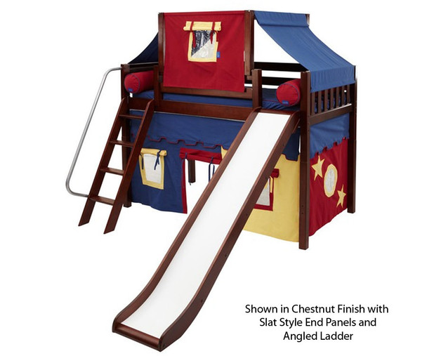 Maxtrix AWESOME Mid Loft Bed with Tent & Slide Twin Size White 5 | Maxtrix Furniture | MX-AWESOME29-WX