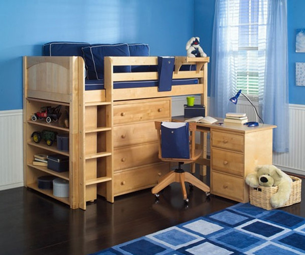 Maxtrix BLING Mid Loft Bed w/ Storage and Desk Twin Size Chestnut | Maxtrix Furniture | MX-BLING3L-CX