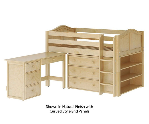 Maxtrix BOX Low Loft Bed w/ Storage & Desk Twin Size Natural | Maxtrix Furniture | MX-BOX3L-NX