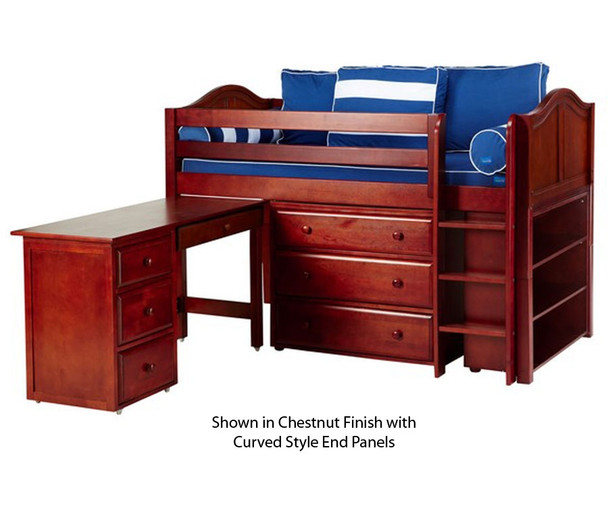 Maxtrix BOX Low Loft Bed w/ Storage & Desk Twin Size White | Maxtrix Furniture | MX-BOX3L-WX