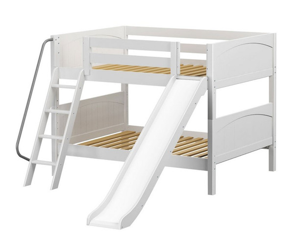 Maxtrix CLIFF Low Bunk Bed w/ Slide Full Size White | Maxtrix Furniture | MX-CLIFF-WX