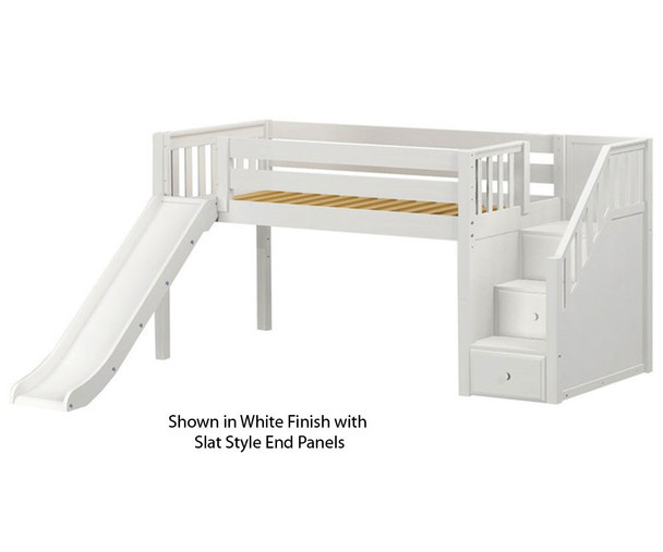 Maxtrix DELICIOUS Low Loft Bed with Stairs & Slide Twin Size Natural | Maxtrix Furniture | MX-DELICIOUS-NX