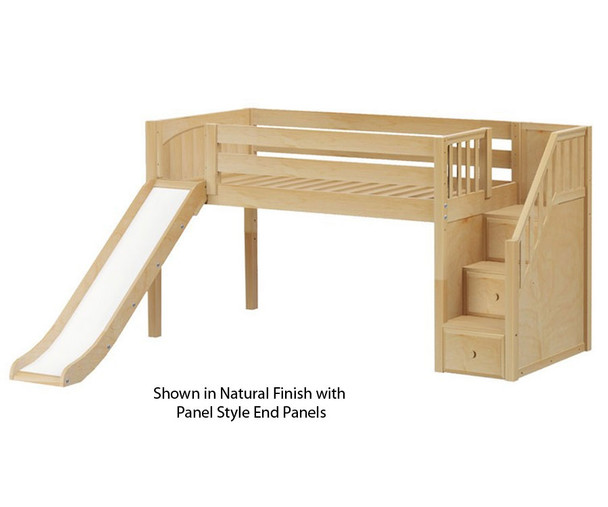 Maxtrix DELICIOUS Low Loft Bed with Stairs & Slide Twin Size White | Maxtrix Furniture | MX-DELICIOUS-WX