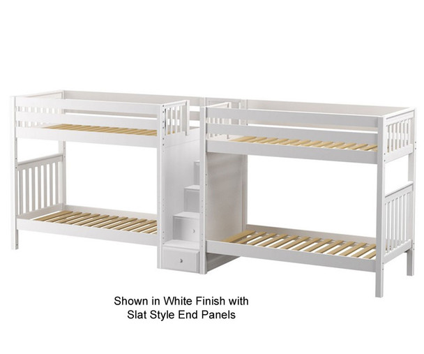 Maxtrix EXCELLENT Quadruple High Bunk Bed with Stairs Twin Size Natural | Maxtrix Furniture | MX-EXCELLENT-NX