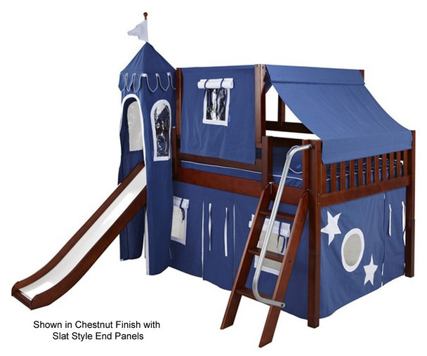 Maxtrix FANTASTIC Castle Low Loft Bed with Slide Full Size Chestnut 1 | Maxtrix Furniture | MX-FANTASTIC22-CX