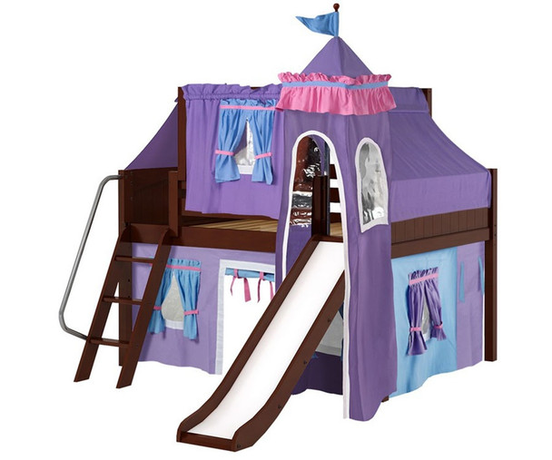 Maxtrix FANTASTIC Castle Low Loft Bed with Slide Full Size Chestnut 4 | Maxtrix Furniture | MX-FANTASTIC27-CX