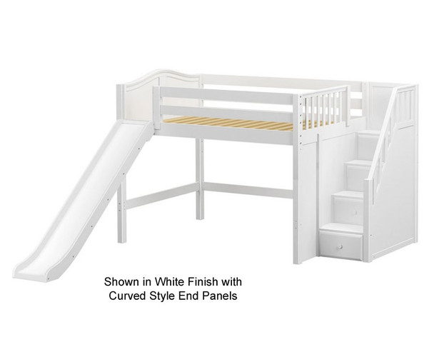 Maxtrix FINE Mid Loft Bed with Stairs and Slide Full Size White | Maxtrix Furniture | MX-FINE-WX