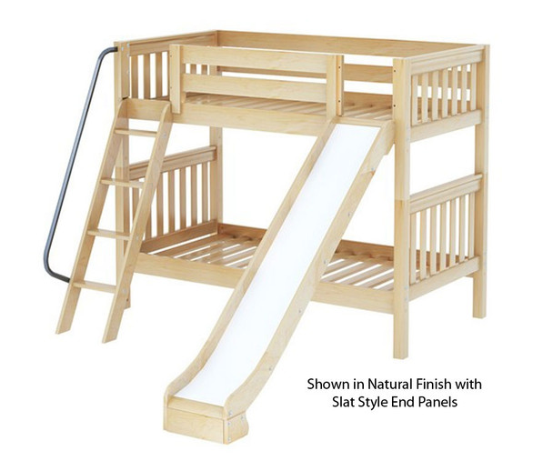 Maxtrix HAPPY Medium Bunk Bed w/ Slide Twin Size Natural | 26339 | MX-HAPPY-NX