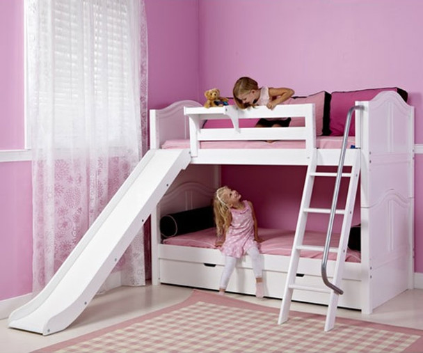 Maxtrix HAPPY Medium Bunk Bed w/ Slide Twin Size Natural | Maxtrix Furniture | MX-HAPPY-NX