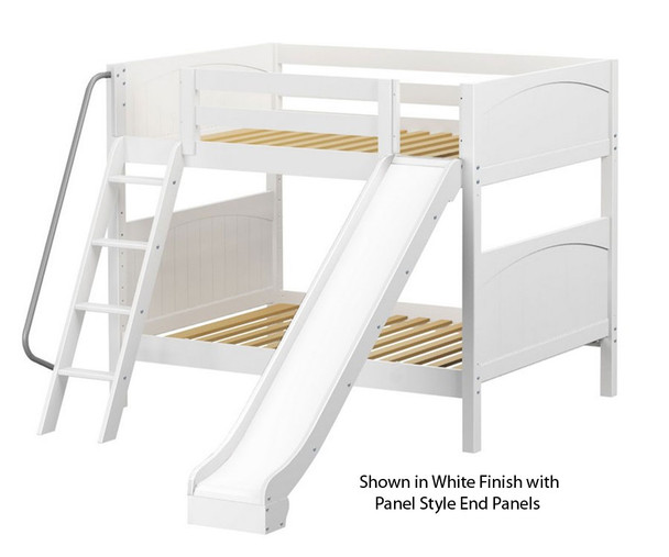 Maxtrix HOORAY Medium Bunk Bed w/ Slide Full Size White | 26362 | MX-HOORAY-WX