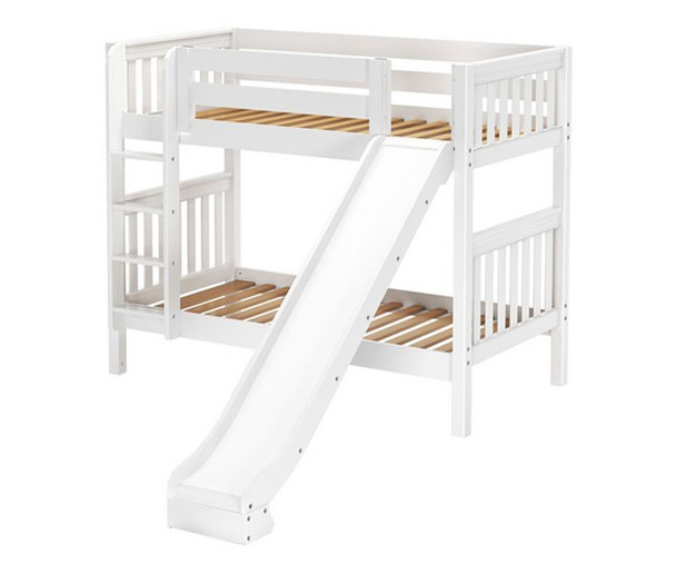 Maxtrix JOLLY Medium Bunk Bed w/ Slide Twin Size White | Maxtrix Furniture | MX-JOLLY-WX