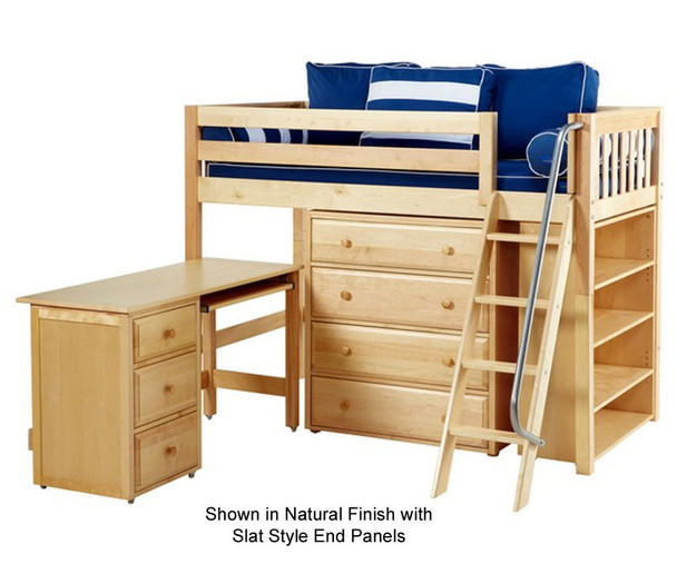 Maxtrix KATCHING Mid Loft Bed w/ Storage and Desk Twin Size Chestnut | Maxtrix Furniture | MX-KATCHING3L-CX