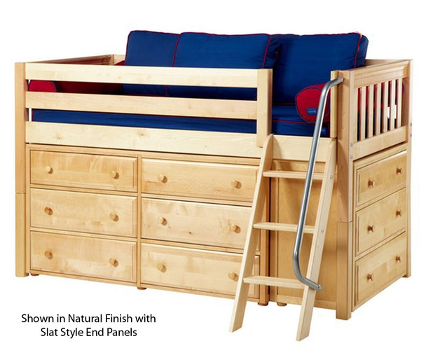 Maxtrix KICKS Low Loft Bed w/ Dressers Twin Size Natural | Maxtrix Furniture | MX-KICKS-NX